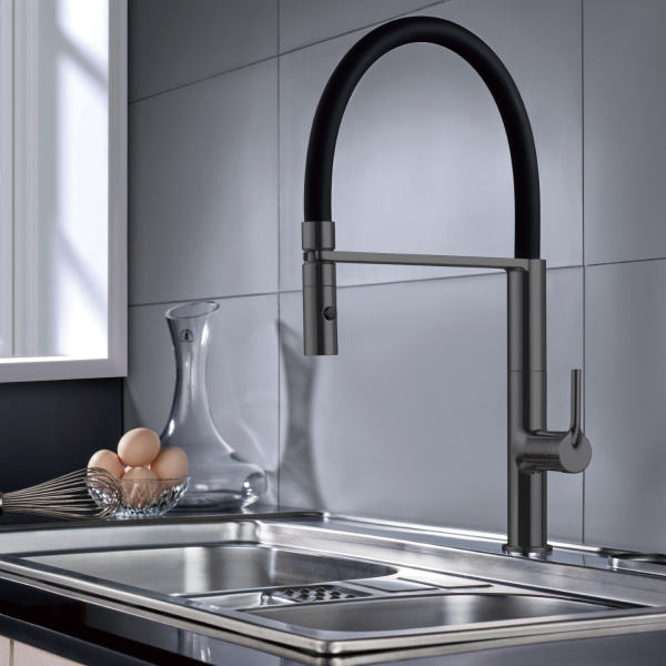 Смеситель для кухни Vincea VKF-114GM, вороненая сталь