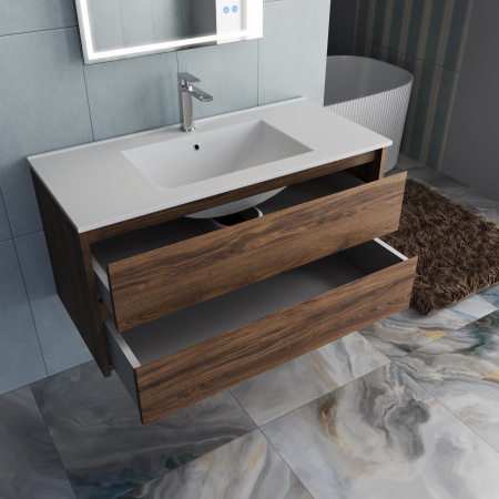 База под раковину Джио (Gio) 1000 подвесная, 2 выкатных ящика микролифт, Дуб Чарльстон (C.Oak)