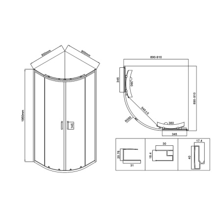Душевой уголок Сити (City) VSQ-5CT900MT, 900*900, хром, стекло текстурное