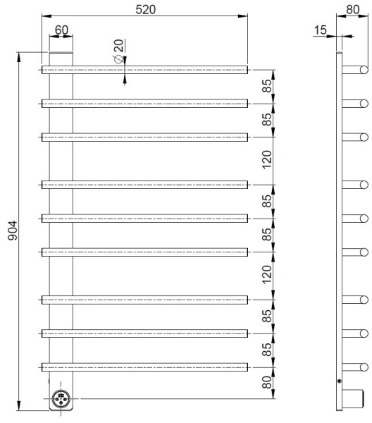 Полотенцесушитель электрический Vincea VTD-2SC3GM, вороненая сталь, таймер