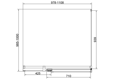 Душевой уголок Экстенза (Extenza) VSR-4EX101110CLBN, 1000/1100*1000, брашированный никель, стекло прозрачное