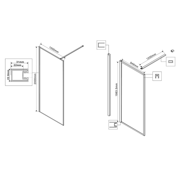 Душевая перегородка Walk-In VSW-1HP100GWBG, 1000*2000,браш.золото, стекло ламинир. с золотыми нитями Душевая перегородка Walk-In VSW-1HP100GWBG, 1000*2000,браш.золото, стекло ламинир. с золотыми нитями
