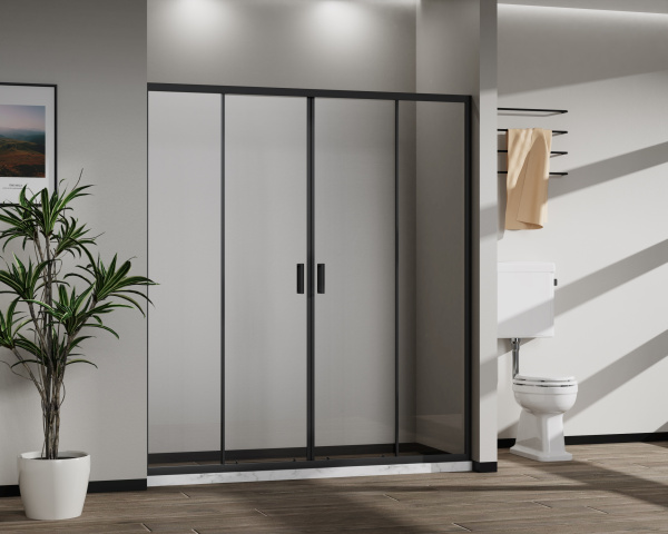 Душевая дверь Сити (City) VDS-5CT2170CLB, 1700, черный, стекло прозрачное