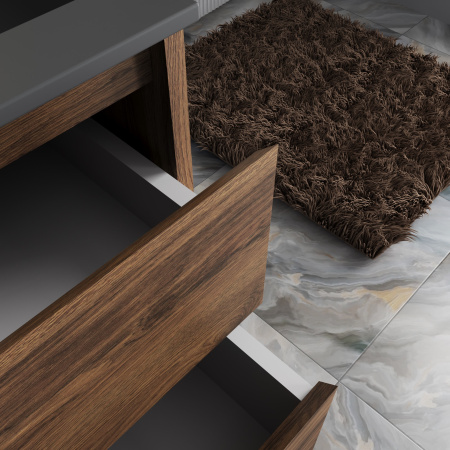 База под раковину Джио (Gio) 600 подвесная, 2 выкатных ящика микролифт, Дуб Чарльстон (C.Oak)