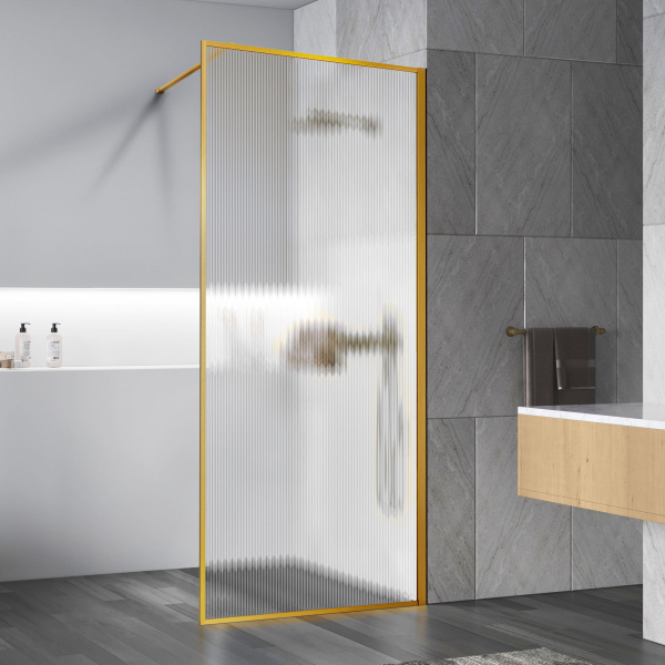 Душевая перегородка Walk-In VSW-1HP900FLBG, 900*2000, брашированное золото, стекло рифленое Душевая перегородка Walk-In VSW-1HP900FLBG, 900*2000, брашированное золото, стекло рифленое