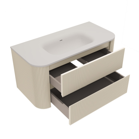 База под раковину Альто (Alto) 1000 подвесная, 2 выкатных ящика микролифт, светло-бежевый матовый