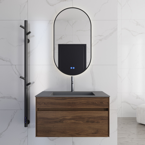 База под раковину Chiara 800 подвесная, 1 выкатной ящик soft-close, C.Oak