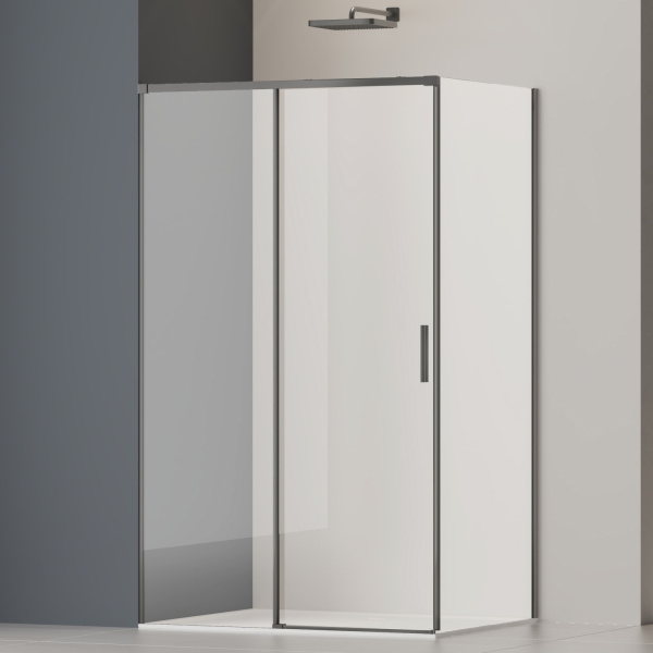 Душевой уголок Софт 2 (Soft 2) VSR-3SO28010CLGM, 1000*800, вороненая сталь, стекло прозрачное