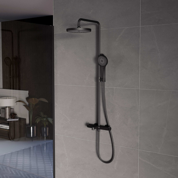 Душевая стойка Rim VSFS-2RM1MB с изливом, черный матовый