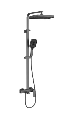 Душевая стойка Дайс (Dice) VSFS-4C12GM с изливом, вороненая сталь