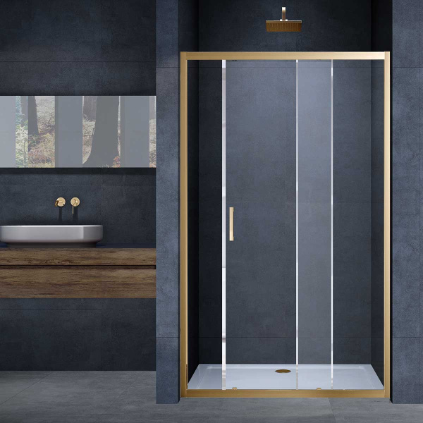 Душевая дверь Alpha VDS-3AL120CLG, 1200, брашированное золото, стекло прозрачное Душевая дверь Alpha VDS-3AL120CLG, 1200, брашированное золото, стекло прозрачное