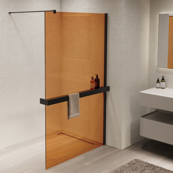 Душевая перегородка Walk-In VSW-1HR900GSB, 900*2000, черный, стекло янтарь Душевая перегородка Walk-In VSW-1HR900GSB, 900*2000, черный, стекло янтарь
