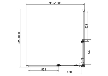 Душевой уголок Слим 8мм (Slim 8mm) VSS-4SL100CL, 1000*1000, хром, стекло прозрачное