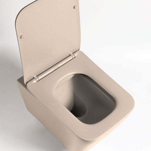 Унитаз подвесной Q-Line VT1-12MC безободковый, цвет капучино мат., ультратонкое soft close сиденье