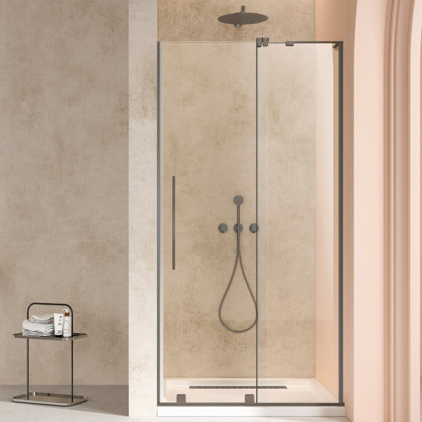 Душевая дверь Волк-Ин (Walk-In) VDS-4WSL120CLGM-R, 1200, вороненая сталь, стекло прозрачное, правая