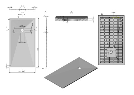 Поддон для душа из искусственного камня  VST-4SR9017W, 1700*900*30, белый матовый