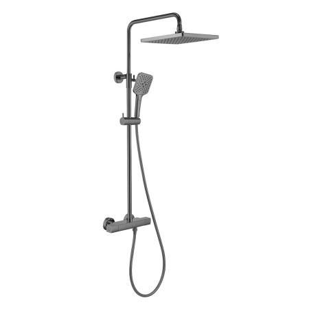 Душевая стойка Некст (Next) VSFS-1N0TGM термостатическая без излива, 25см верх душ, вороненая сталь