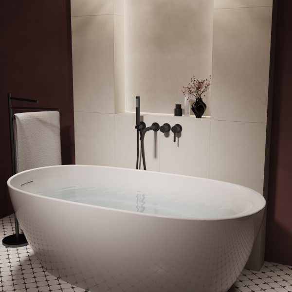 Смеситель для ванны Villa VTFW-1VL1MB, встраиваемый, черный