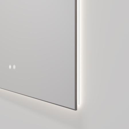 Зеркало с подсветкой VLM-4F120GM-2 1200х800 c сенсорным выключателем, антизапотевание, вороненая сталь