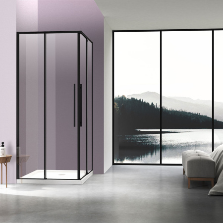 Душевой уголок Слим-Н (Slim-N) VSS-4SN9010CLB, 1000*900, черный, стекло прозрачное
