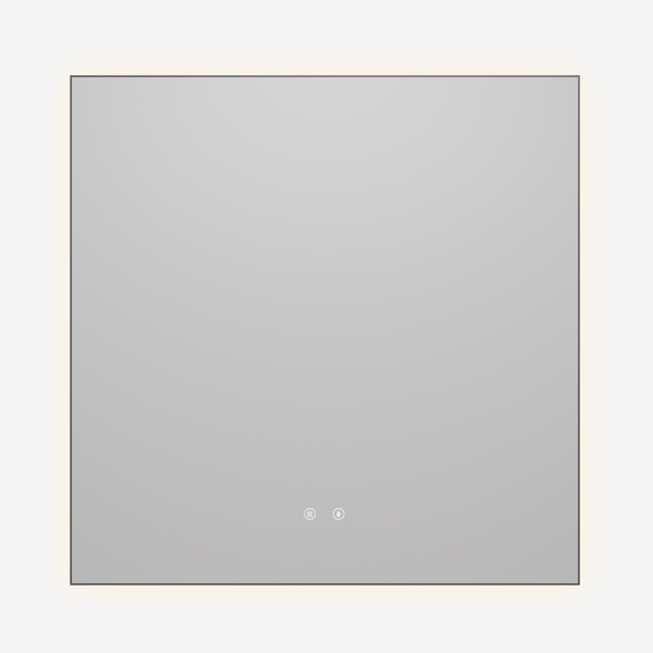 Зеркало LED VLM-4F800GM-2 800х800 c сенсорным выключателем, антизапотевание, вороненая сталь