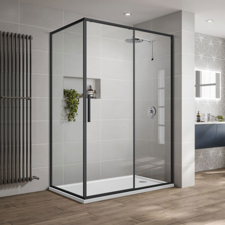 Душевой уголок Слим-У (Slim-U) VSR-2SU9012CLB, 1200*900, м.черный, стекло прозрачное