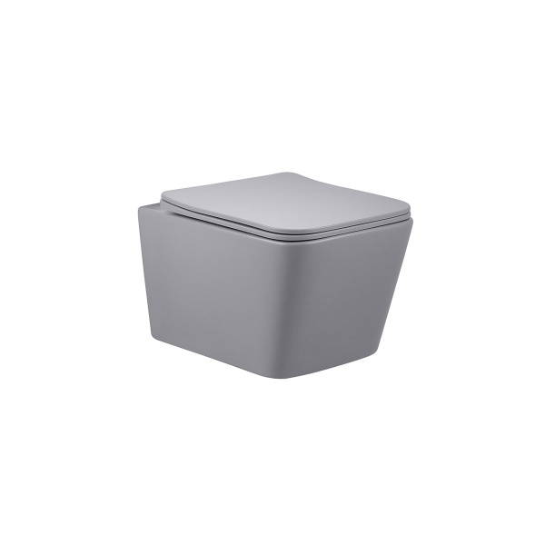 Унитаз подвесной Q-Line VT1-12MG безободковый, цвет матовый серый, ультратонкое  сиденье soft-close