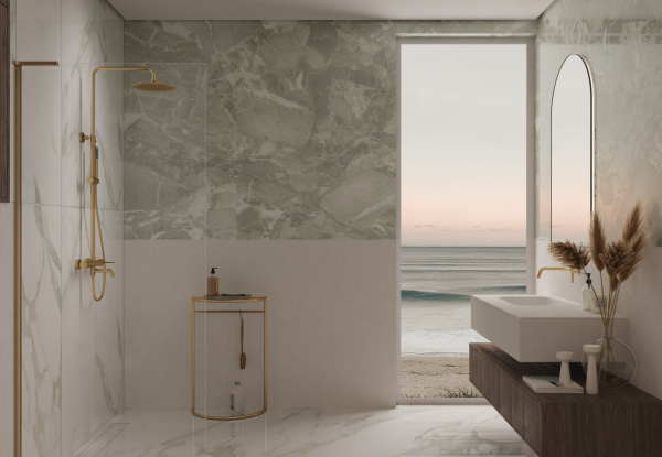 Душевая стойка Вилла (Villa) VSFS-1VL1BG с изливом, 25см верх. душ из нерж. стали, брашированное золото