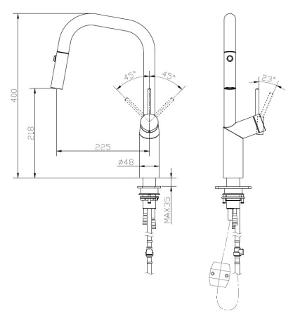 Смеситель для кухни Vincea VKF-107BN, брашированный никель