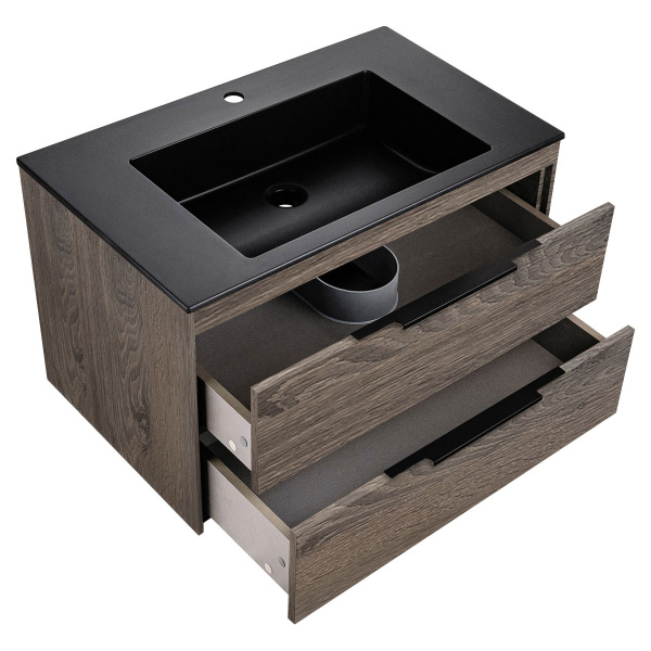 База под раковину Chiara 2D 800 подвесная, 2 выкатных ящика soft-close, R.Oak