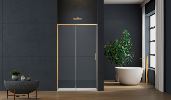 Душевая дверь Софт 2 (Soft 2) VDS-3SO2110CLG, 1100, брашированное золото, стекло прозрачное