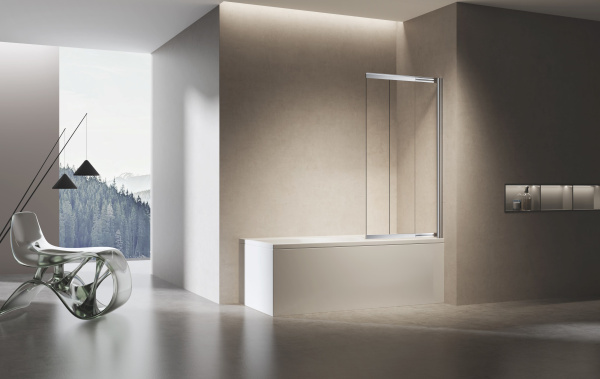 Душевая шторка на ванну VSB-6E900CL-R, 900*1400, хром, стекло прозрачное, правая