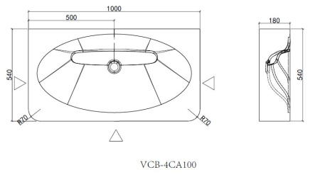 Раковина Каприз (Caprise) VCB-4CA100MWLG, Corian, цвет белый матовый + светло-серый матовый