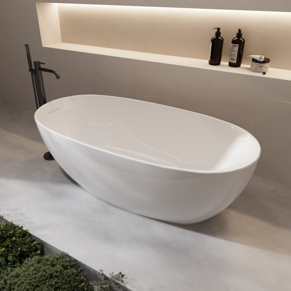 Ванна акриловая Vincea VBT-601-1700, 1700*850*580, цвет белый, слив-перелив в комплекте, белый