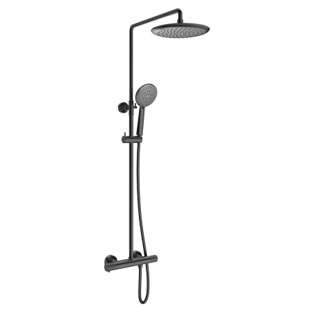 Душевая стойка Дизаер (Desire) VSFS-1D0TGM термостат без излива, 25см верх душ, вороненая сталь