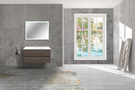 База под раковину Джио (Gio) 1000 подвесная, 2 выкатных ящика микролифт, Тёмный дуб (R.Oak)