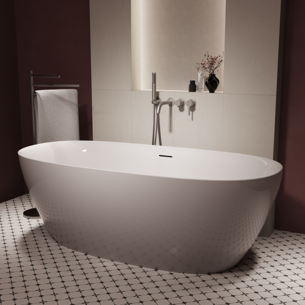 Ванна акриловая Vincea VBT-708-1600, 1600*800*585, цвет белый, щелевой перелив, слив белый