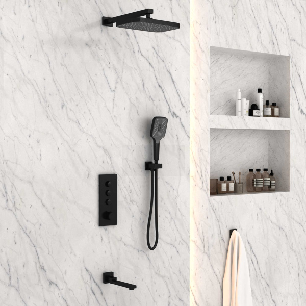 Душевой комплект VSFW-433T1MB встраиваемый, термостатический, трехрежимный, черный