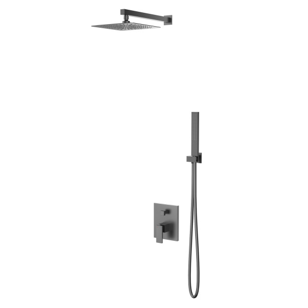 Душевой комплект Dice VSFW-2DS1GM встраиваемый, 2 режима, 25см S304 верх душ, вороненая сталь