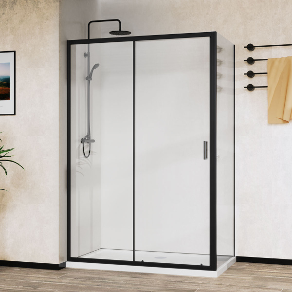 Душевой уголок City VSR-5CT9012CLB, 1200*900, черный, стекло прозрачное  Душевой уголок City VSR-5CT9012CLB, 1200*900, черный, стекло прозрачное