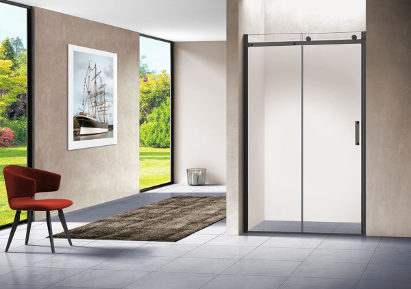 Душевая дверь Como VPS-1C120CLB, 1200, черный, стекло прозрачное, 