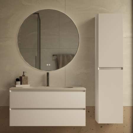 База под раковину Люка Софт-Тач (Luka Soft-Touch) 1000 подвесная, 2 выкатных ящика микролифт, матовый белый