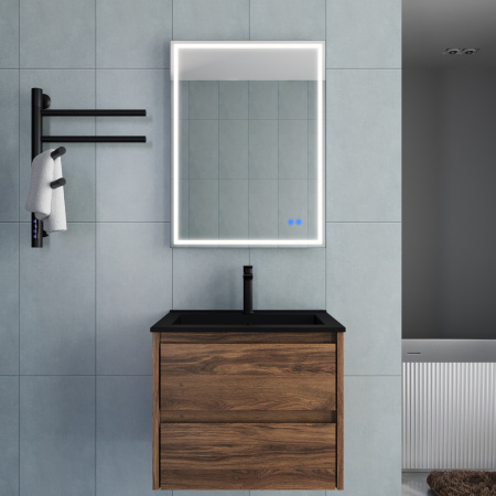 База под раковину Джио (Gio) 600 подвесная, 2 выкатных ящика микролифт, Дуб Чарльстон (C.Oak)