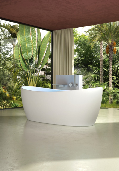 Ванна из искусственного камня Vincea VBT-6S03MW, 1700*800*630, белый мат., слив-перелив в комплекте