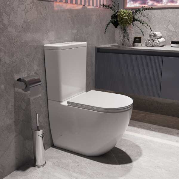 Унитаз-компакт Tornado Globo VT2-14T безободковый, белый, ультратонкое сиденье soft-close, P-trap