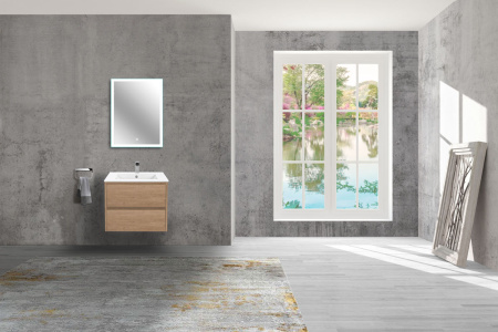 База под раковину Джио (Gio) 600 подвесная, 2 выкатных ящика микролифт, Натуральный дуб (N.Oak)