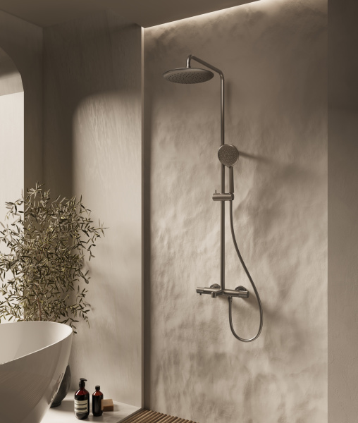 Душевая стойка Desire VSFS-1D1TGM термостат с изливом, 25см верх душ, вороненая сталь