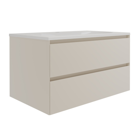 База под раковину Люка Софт-Тач (Luka Soft-Touch) 800 подвесная, 2 выкатных ящика микролифт, матовый бежевый