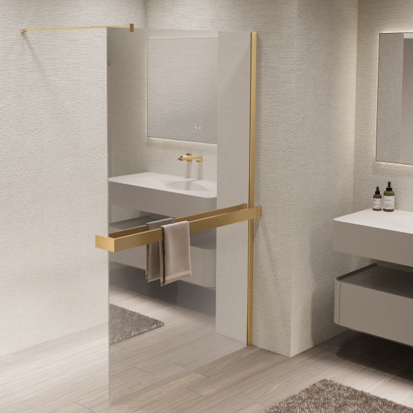 Душевая перегородка Walk-In VSW-1HR100MRG, 1000*2000, матовый золотой, стекло зеркальное Душевая перегородка Walk-In VSW-1HR100MRG, 1000*2000, матовый золотой, стекло зеркальное