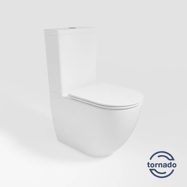 Унитаз-компакт Tornado Globo VT2-14T безободковый, белый, ультратонкое сиденье soft-close, P-trap